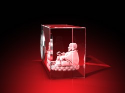 Lachender Buddha - Uhr, Glas rund – GLASFOTO.COM